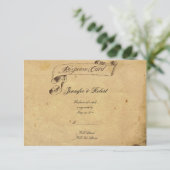 Alt modische Elegance Perchment Quill Response RSVP Karte (Stehend Vorderseite)