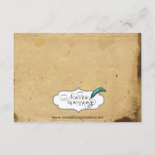 Alt-modische Elegance-Pergament Hochzeitsbeilage Begleitkarte (Rückseite)