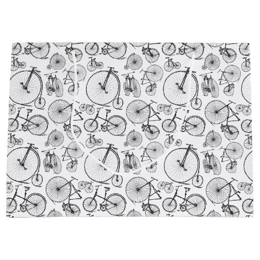 Alt modische Fahrräder CUSTOM HINTERGRUNDFARBE Große Geschenktüte (Vorderseite)