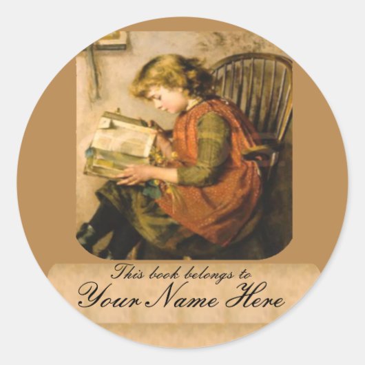 Alt modische Girl Reading Runder Aufkleber (Vorderseite)