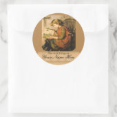 Alt modische Girl Reading Runder Aufkleber (Tasche)