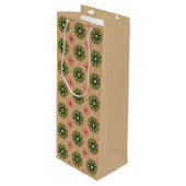Alt-modische grüne Pine Red Lace Weihnachten Geschenktüte Für Weinflaschen (Vorderseite Schrägansicht)