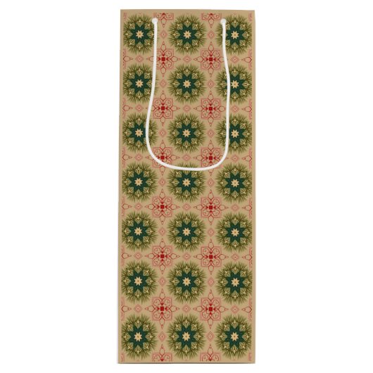 Alt-modische grüne Pine Red Lace Weihnachten Geschenktüte Für Weinflaschen (Vorderseite)