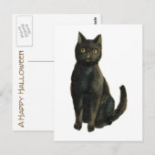 Alt modische Halloween-Schwarzkatze Postkarte (Vorne/Hinten)