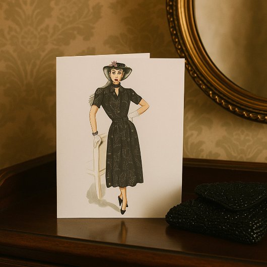 Alt modische Lady Grußkarten Karte