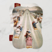 Alt modische Rodelbahn Extravaganter Weihnachtsabe Feiertagskarte (Vorne/Hinten)