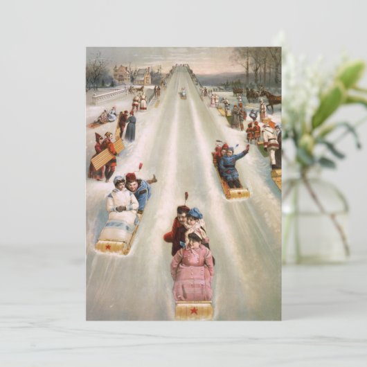 Alt modische Rodelbahn Jahrgang Weihnachten (Stehend Vorderseite)