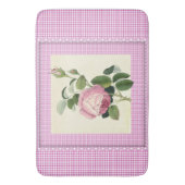 Alt modische Rosa Rose Linen Gingham Dekorative Badematte (Vorderseite Vertikal)
