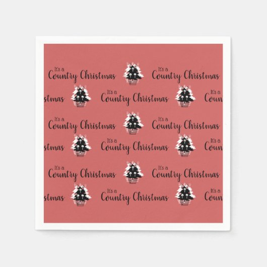 Alt modische rote Weihnachtsbäume Serviette (Vorderseite)