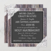 Alt-modische Rustikale Chalkboard-Hochzeit Einladung (Vorne/Hinten)