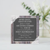 Alt-modische Rustikale Chalkboard-Hochzeit Einladung (Stehend Vorderseite)