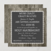 Alt modische Rustikale Chalkboard Hochzeit Einladung (Vorne/Hinten)