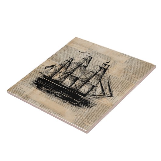 Alt modische Schiffskunst Vintag Zeitungsstil Fliese (Seite)
