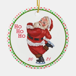 Alt modische Skaten Santa Claus Personalisiert Keramik Ornament