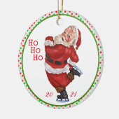 Alt modische Skaten Santa Claus Personalisiert Keramik Ornament (Links)