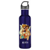 Alt modische Vintage Cherub Engel Edelstahlflasche (Vorderseite)