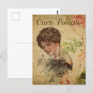Alt modische Vintage Frau Postkarte