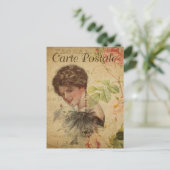 Alt modische Vintage Frau Postkarte (Stehend Vorderseite)
