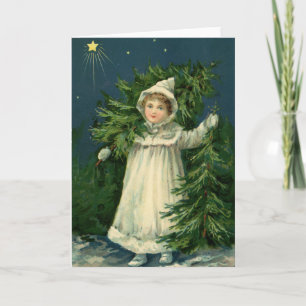 Alt modische Vintage Viktorianisch frohe Weihnacht Feiertagskarte