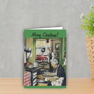 Alt modische Vintage Zuhause Weihnachtskarte Feiertagskarte