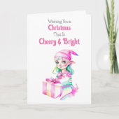 Alt-modische Weihnachten Rosa Elf Cheery und hell (Vorderseite)