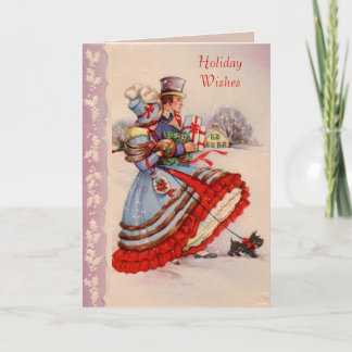 Alt modische Weihnachts-Einkaufskarte Feiertagskarte
