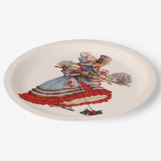 Alt modische Weihnachts-Einkaufspapier-Teller Pappteller (Schrägansicht)