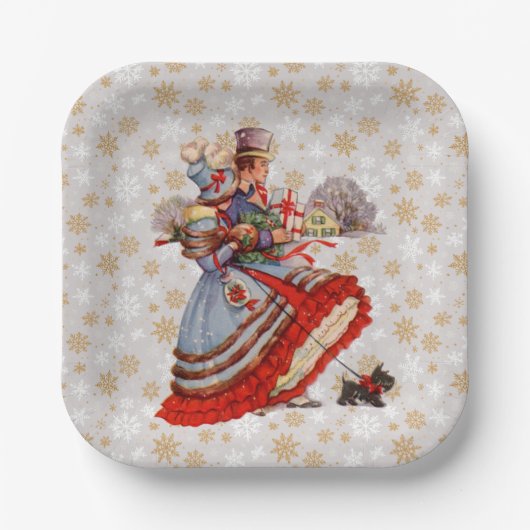 Alt modische Weihnachts-Einkaufspapier-Teller Pappteller (Vorderseite)