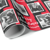 Alt modische Weihnachts-Schwarz-Weiß-Fotos Geschenkpapier (Rolleneckpunkt)