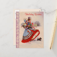 Alt modische Weihnachts-Shopping Postkarte