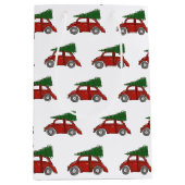 Alt modische Weihnachtsbaumwagen Familientradition Mittlere Geschenktüte (Vorderseite)