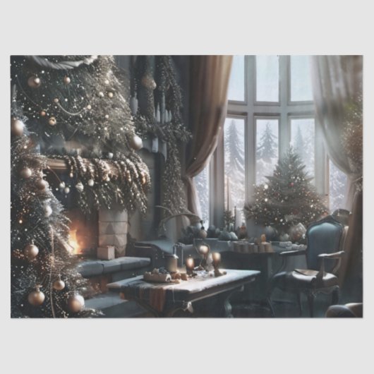 Alt modische Weihnachtsgeschenkwrap Seidenpapier (Vorderseite)