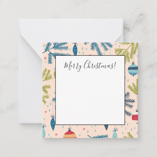 Alt modische Weihnachtsschmuck mit Baumhaufen Mitteilungskarte (Vorderseite)