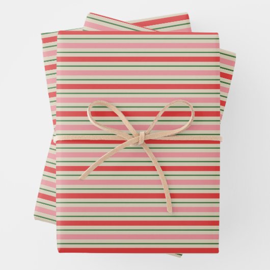 Alt modische Weihnachtsstreifen Muster Rosa Rot Geschenkpapier Set (Beispiel)