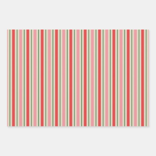 Alt modische Weihnachtsstreifen Muster Rosa Rot Geschenkpapier Set (Vorderseite 3)