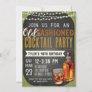 Alt modische Whiskey zum Geburtstag Einladung