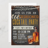 Alt modische Whiskey zum Geburtstag Einladung (Vorne/Hinten)