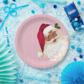 Alt-modischer Black Santa Cranberry Streifen Pappteller (Party)