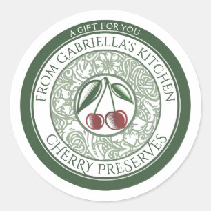 Alt modischer Cherry Jam Stilvoll Obst und Blume Runder Aufkleber