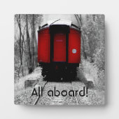 Alt modischer Dampfzug mit Red Caboose Fotoplatte (Vorderseite)