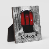 Alt modischer Dampfzug mit Red Caboose Fotoplatte (Vorderseite)