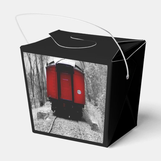 Alt modischer Dampfzug mit Red Caboose Geschenkschachtel (Rückseite)