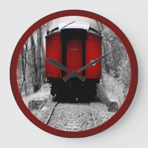 Alt modischer Dampfzug mit Red Caboose Große Wanduhr