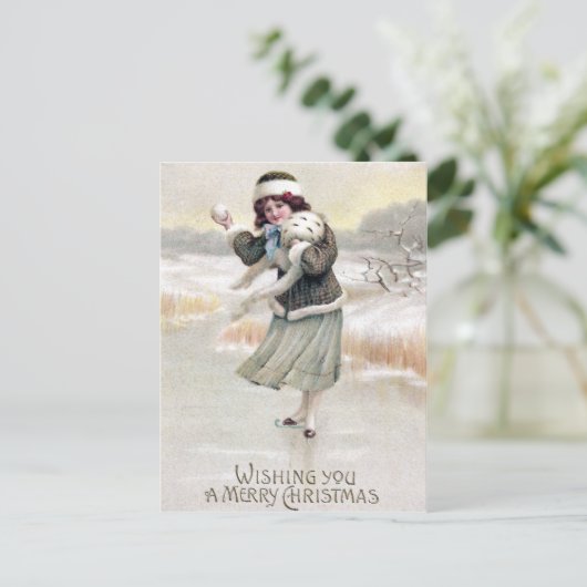 Alt modischer Ice Skater Weihnachten (Stehend Vorderseite)