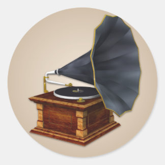 Alt modischer Phonograph Runder Aufkleber