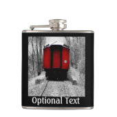Alt modischer Red Steam Train Flachmann (Vorderseite)