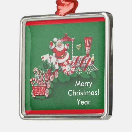 Alt modischer Santa Candy Zug Silbernes Ornament (Links)