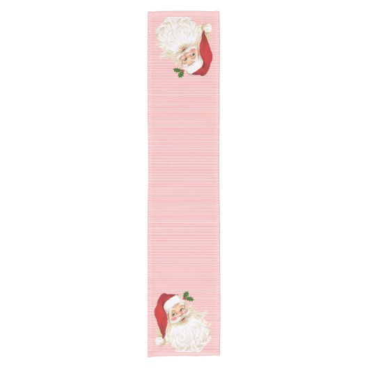 Alt modischer Santa Claus Roter Streifen ticken Kurzer Tischläufer (Vorderseite)