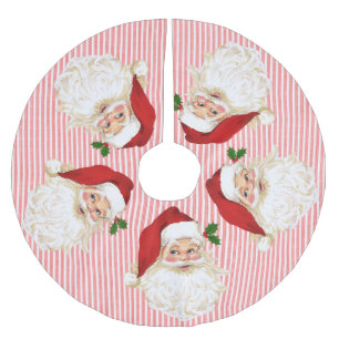 Alt modischer Santa Claus Stripe Polyester Weihnachtsbaumdecke