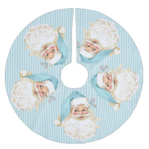 Alt modischer Santa Claus Türkis Streifen Polyester Weihnachtsbaumdecke